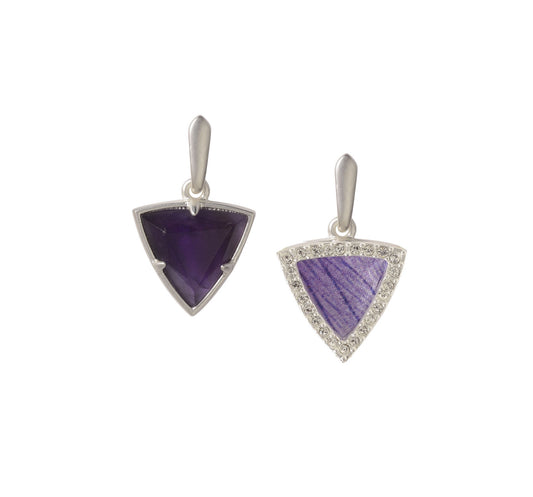 Reversible Trillion Earrings in Amethyst