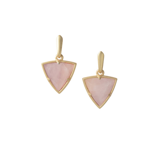 Reversible Trillion Earrings in Rose Quartz